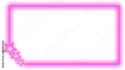 Free Download Neon Pink Rectangular Frame with Stars - GFXLoad