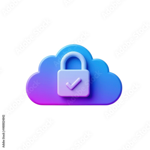 Secure Cloud Storage Concept with Lock Symbol and Colorful Background