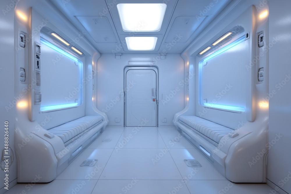 Obraz premium Modern, futuristic hallway interior design.