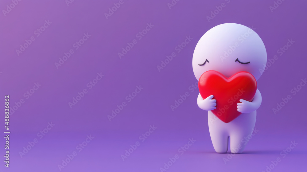 Heartfelt Embrace: 3D Cartoon Arms Hugging a Red Heart
Heartfelt Embrace: 3D Cartoon Arms Hugging a Red Heart