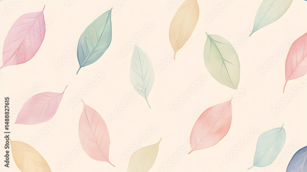 Fototapeta premium Soft Pastel Leaves on Light Background for Beautiful Nature Design