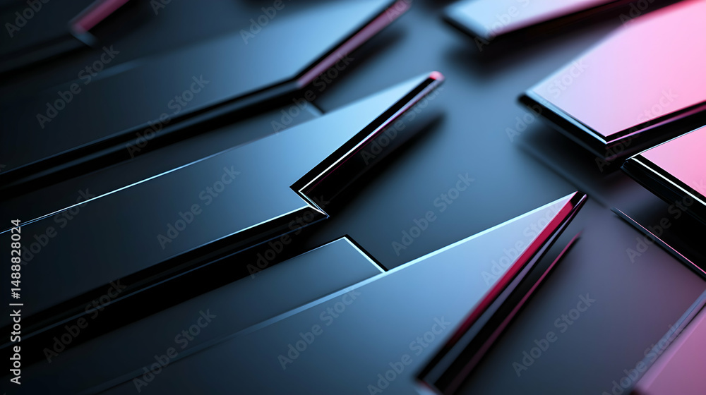 Fototapeta premium Black and Pink Geometric Abstract Background with Sharp Edges