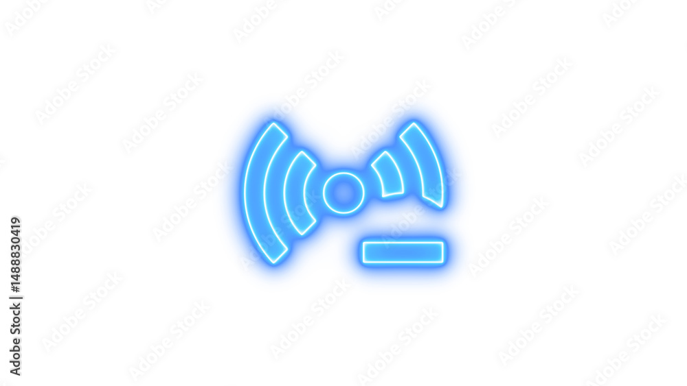 Neon access point minus icon glow with transparent background Neon access point minus icon glow with transparent background