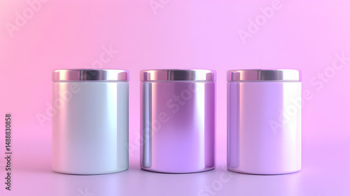 Modern Minimalist Storage Jars on Vibrant Pink Background