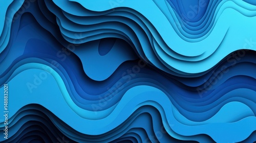 Abstract layered blue wavy background