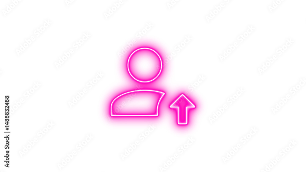 Neon icon of a person with an upward arrow, symbolizing user growth or increase Neon icon of a person with an upward arrow, symbolizing user growth or increase