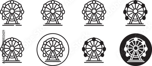 Ferris Wheel Icon Set Various Styles and Variations