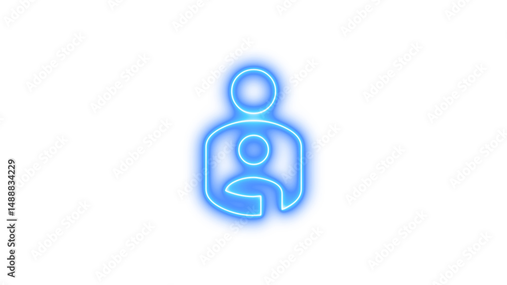 Neon Family Care Icon, Neon icon of a parent holding a child, symbolizing family care Neon Family Care Icon, Neon icon of a parent holding a child, symbolizing family care