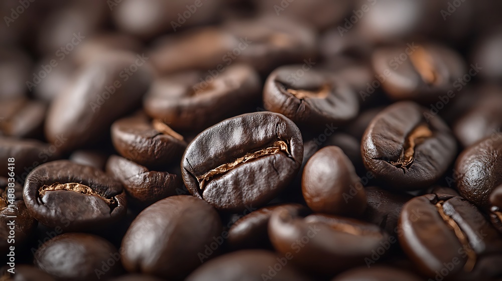 Close-up of roasted coffee beans with rich textures and warm, inviting tones. Close-up of roasted coffee beans with rich textures and warm, inviting tones.