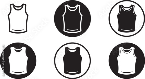Collection of Tank Top Icons Black and White