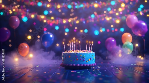 Festive birthday cake scene