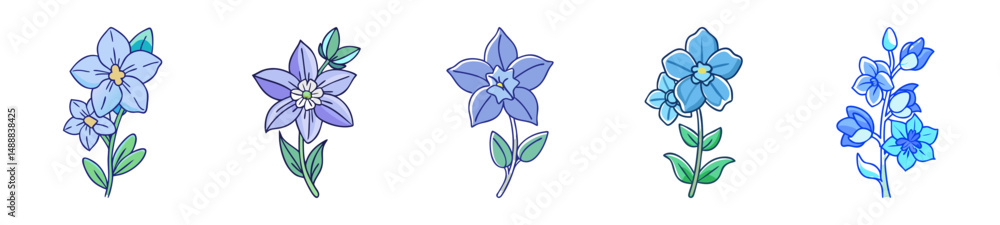 Naklejka premium delphinium flower icon, delphinium flower line art - simple line art of delphinium flower, perfect for delphinium flower logos and icons