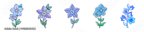 delphinium flower icon, delphinium flower line art - simple line art of delphinium flower, perfect for delphinium flower logos and icons