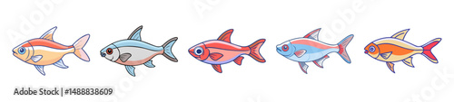 rummy nose tetra fish icon, rummy nose tetra fish line art - simple line art of rummy nose tetra fish, perfect for rummy nose tetra fish logos and icons