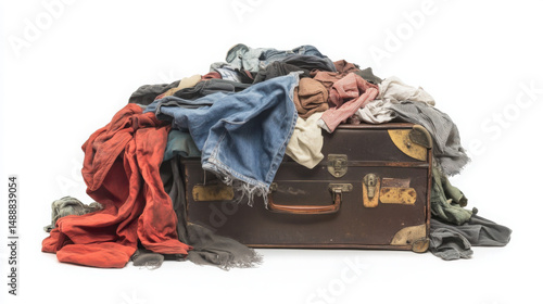 Travel Chaos: Suitcase and Messy Pile of Clothes

