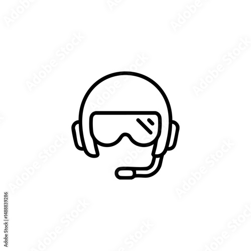 Jet pilot helmet icon logo flat vector design
