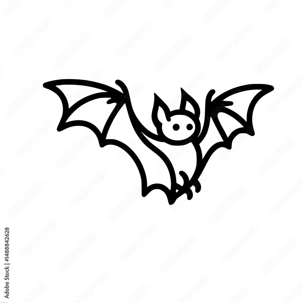 Simple outline vector illustration of a flying bat Simple outline vector illustration of a flying bat