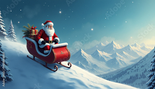 Thrilling Winter Sledding Adventure on Snowy Mountain Slopes