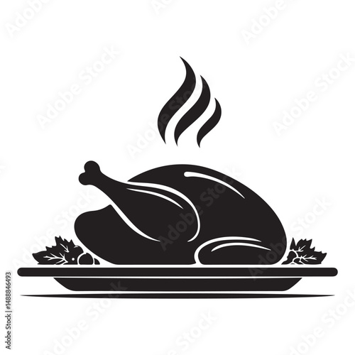 Fried chicken and turkey. concept for thanksgiving, silhouette roasted chicken icon