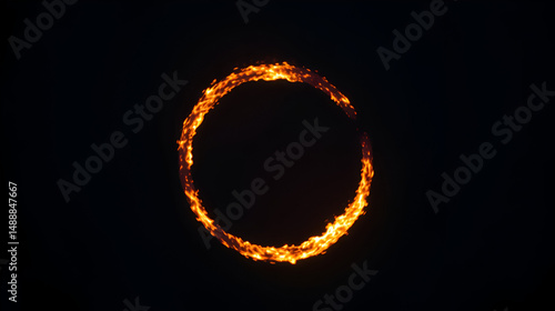a fire ring in the middle of a dark sky
