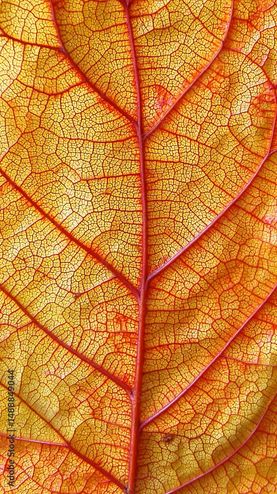 Obraz premium Detailed view of a vibrant autumn leaf