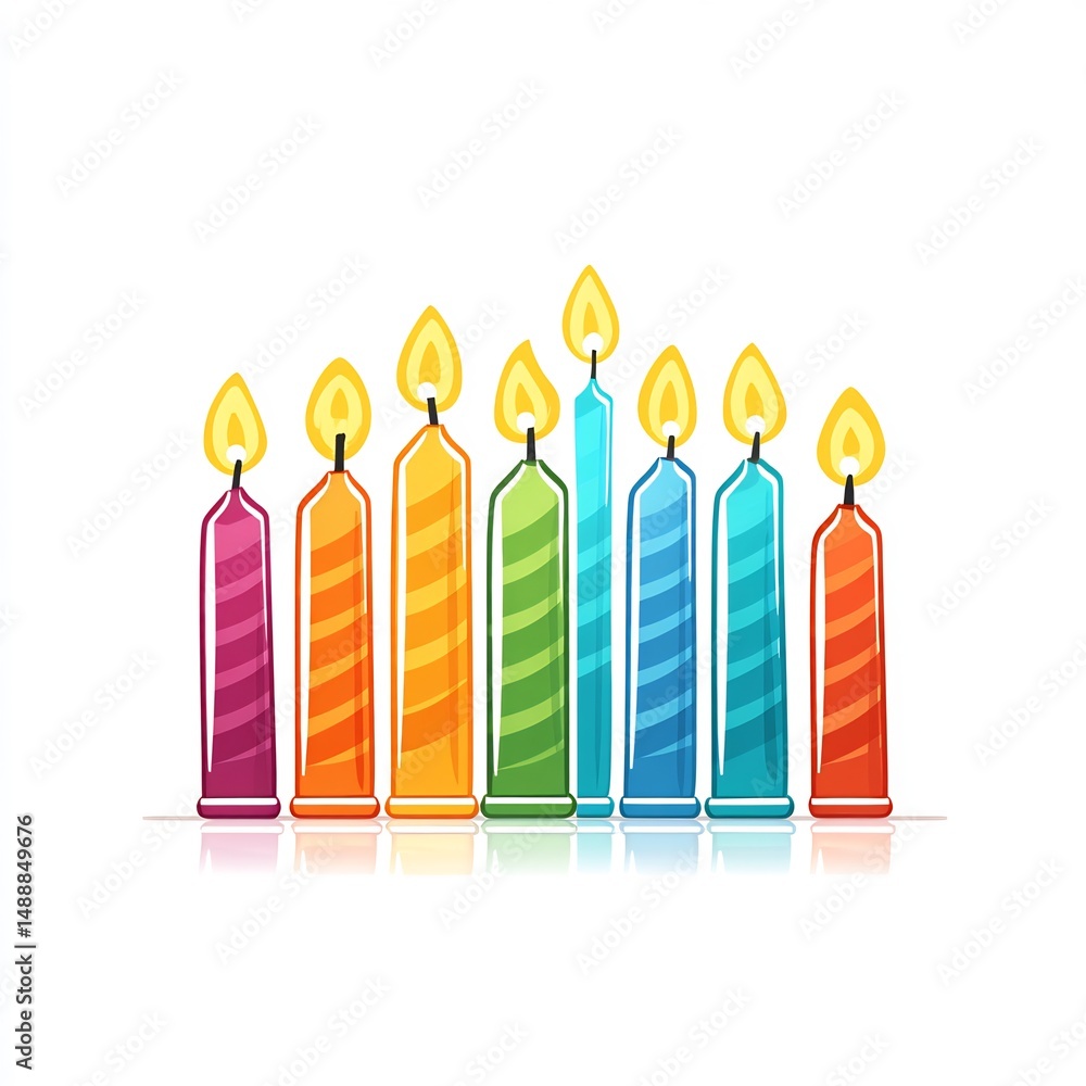 Glowing birthday cake candles on white background Glowing birthday cake candles on white background