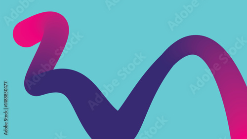 Dynamic Wave Stroke on Cyan Background