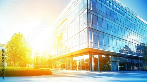 A captivating view of an office building featuring artistic bokeh lighting.