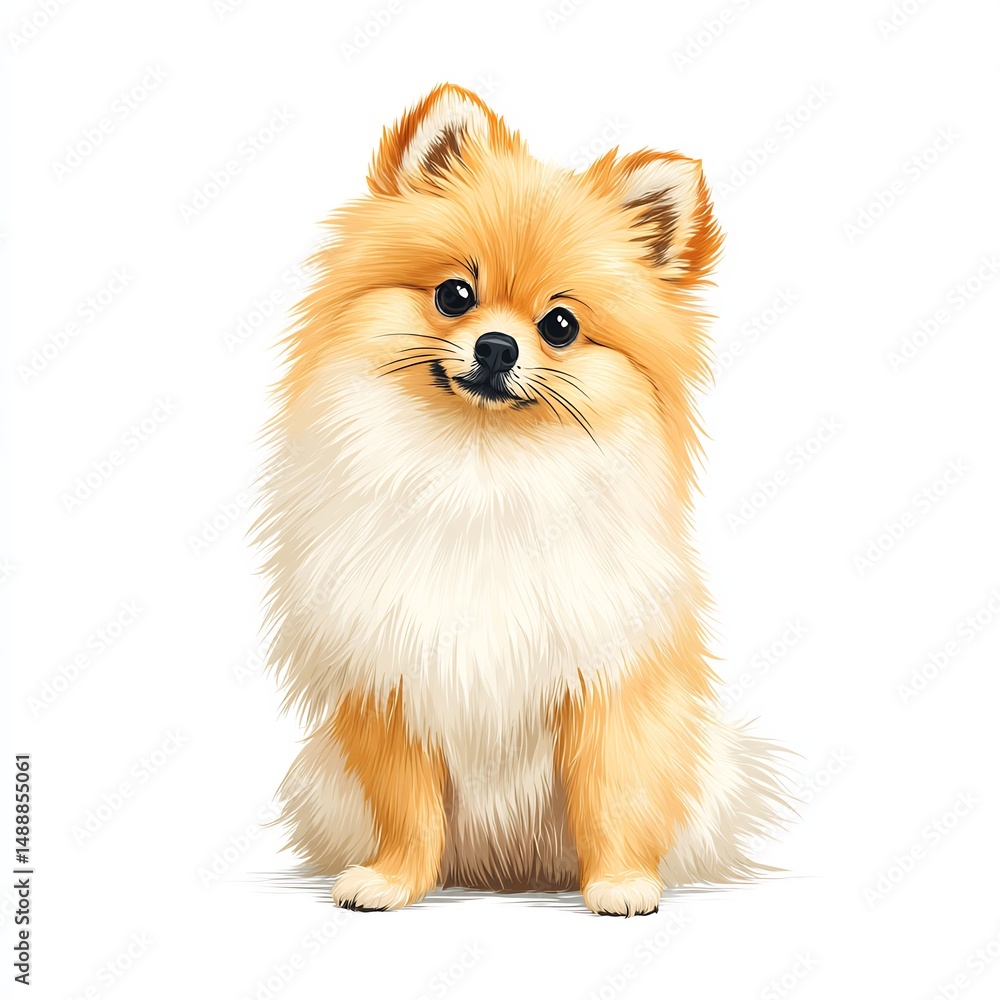 Obraz premium Fluffy pomeranian dog with cute look