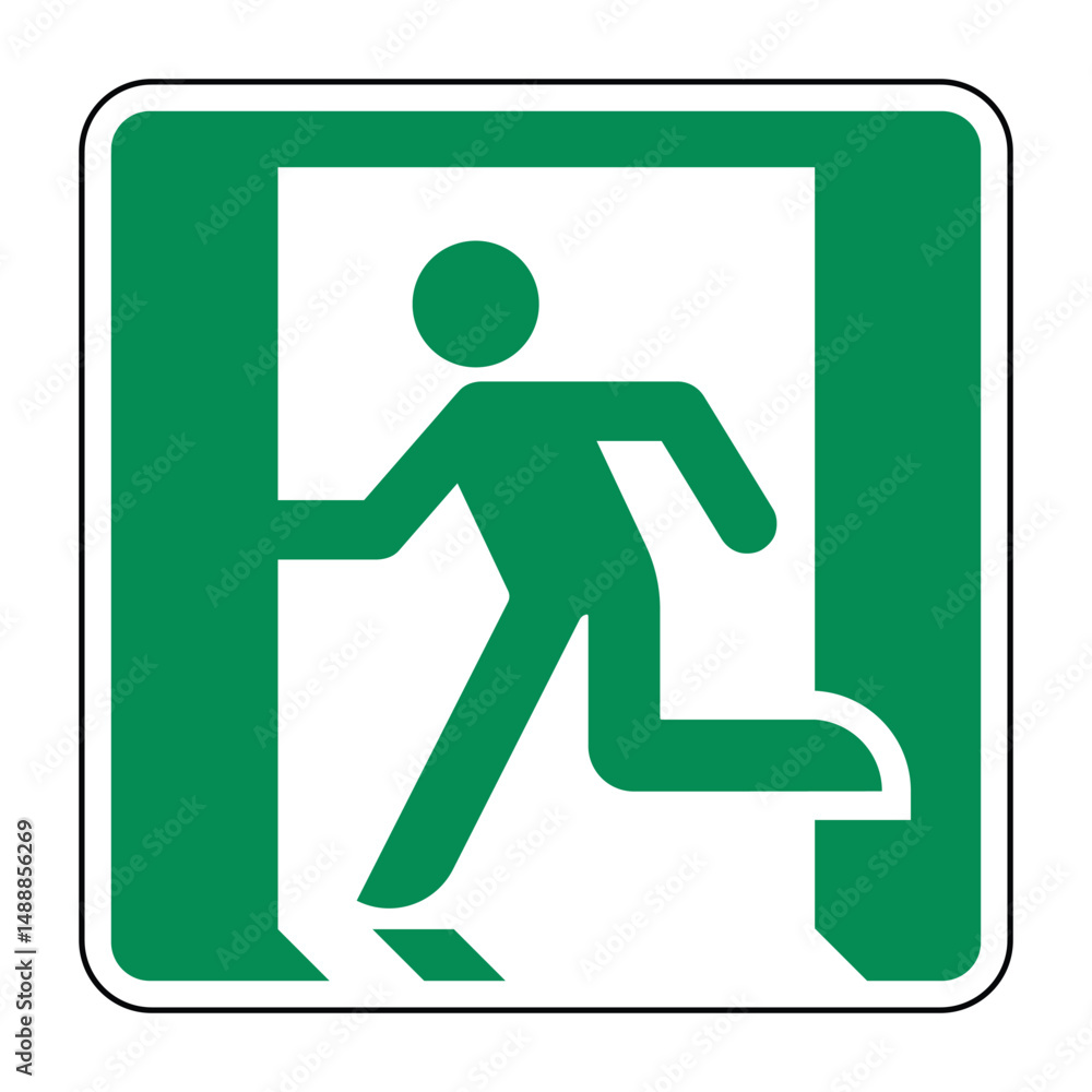 Emergency Exit Sign – Left-Hand Direction – Safe Condition – High Quality Vectorial Graphic Emergency Exit Sign – Left-Hand Direction – Safe Condition – High Quality Vectorial Graphic