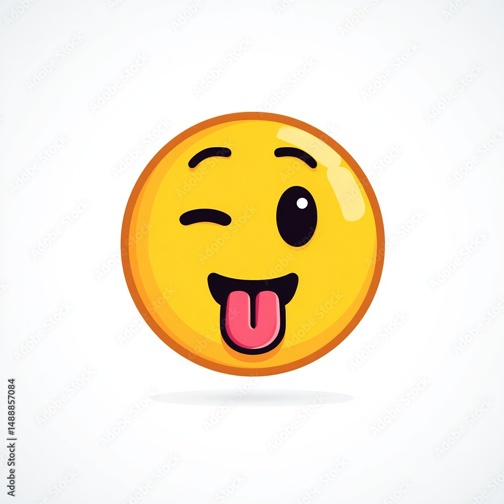 Fototapeta premium Winking Tongue Emoji with Funny Face
