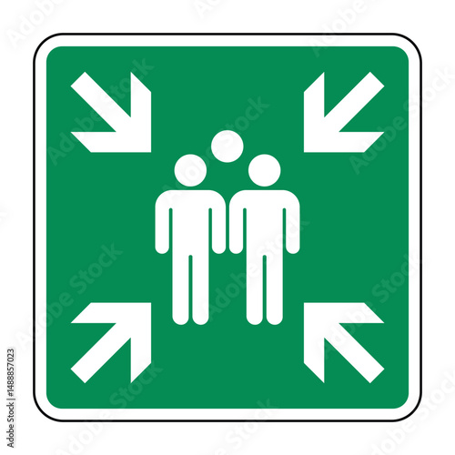 Evacuation Assembly Point Sign – Safe Condition Gathering Area – High Quality Vectorial Graphic