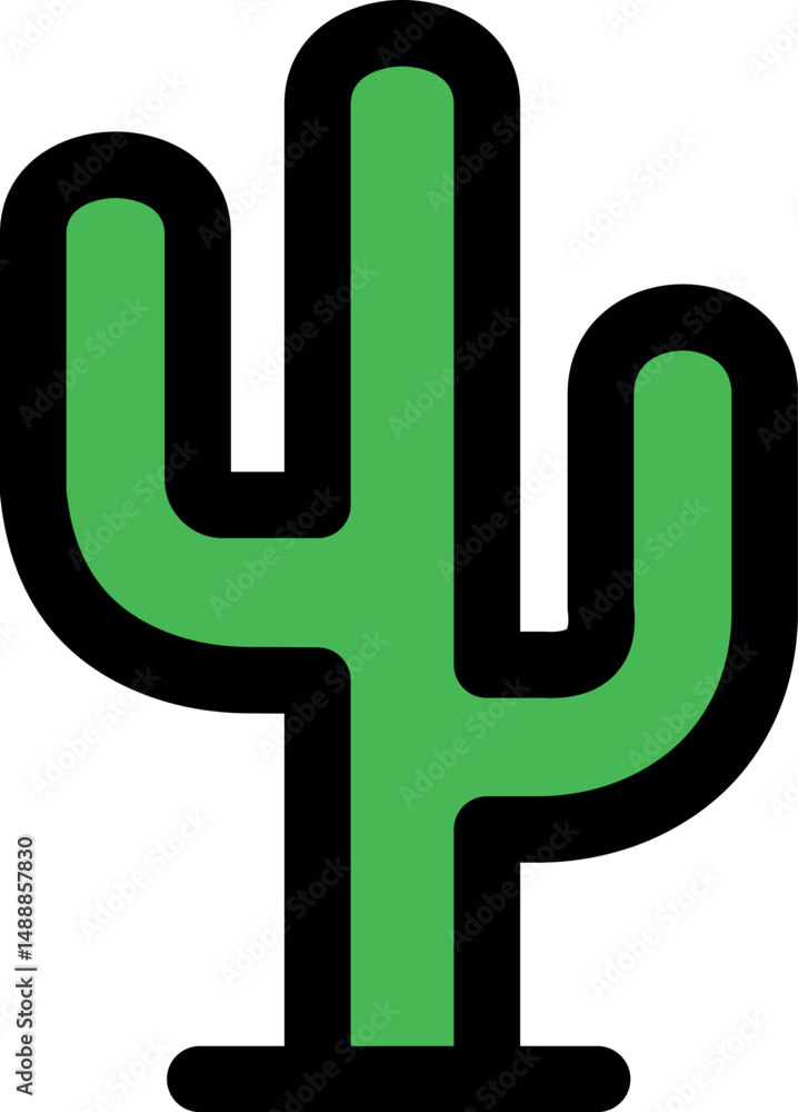 Obraz premium green-colored cactus icon with a bold outline