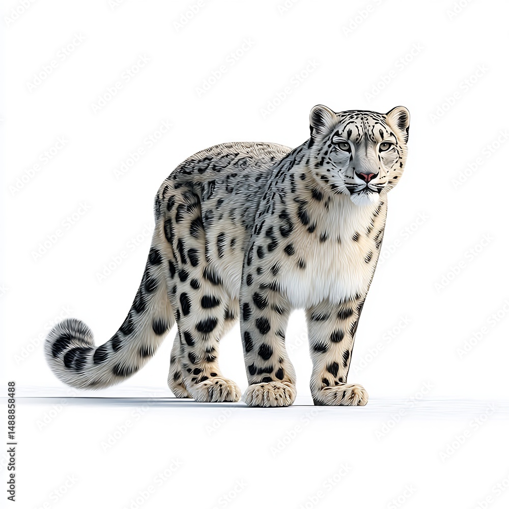 Obraz premium Snow Leopard Standing in Snow