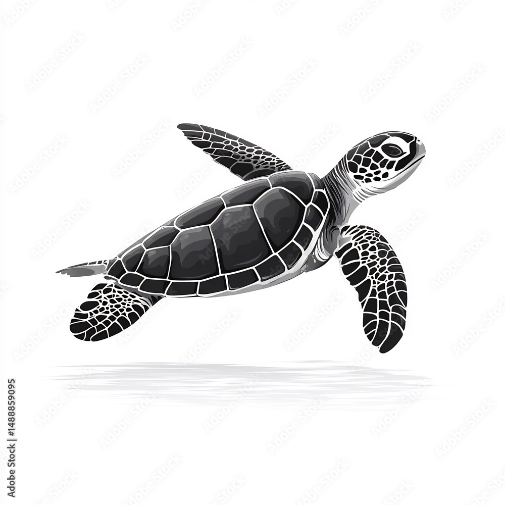 Obraz premium Swimming turtle in clear water