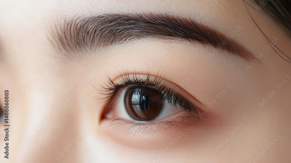 Fototapeta premium Close-up view of a woman's eye with makeup.
