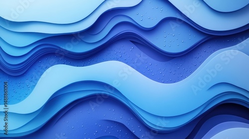 Abstract layered wavy blue design