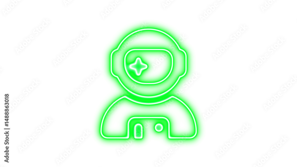 Neon Astronaut Illustration, Neon user astronaut icon glow with transparent background Neon Astronaut Illustration, Neon user astronaut icon glow with transparent background