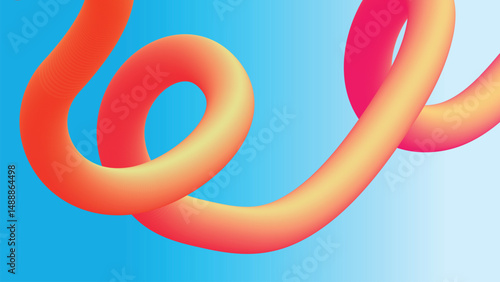 Glowing Orange-Red Tube over Blue Gradient 