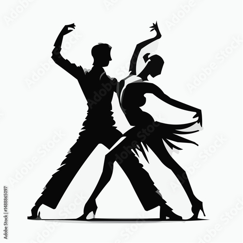 Male and female dancing in dynamic pose during sports competition