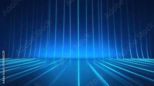 Futuristic Blue Neon Lines Creating Dynamic Background with Glowing Effects for Modern Design Concepts and Digital Art Applications