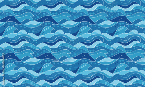 Playful Ocean Waves & Sea Currents - Abstract Pattern 