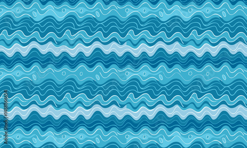 Cool Blue Water Flow & Wave Illustrations - Seamless Backgrounds