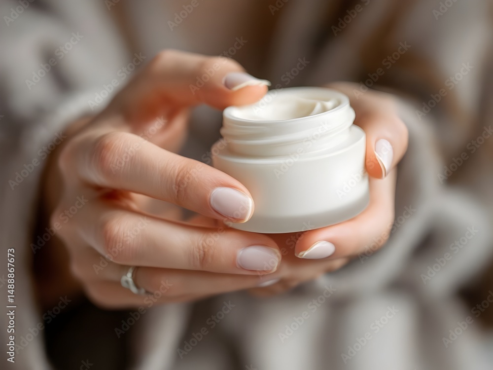 Woman's hand holding a cream close up photo Woman's hand holding a cream close up photo