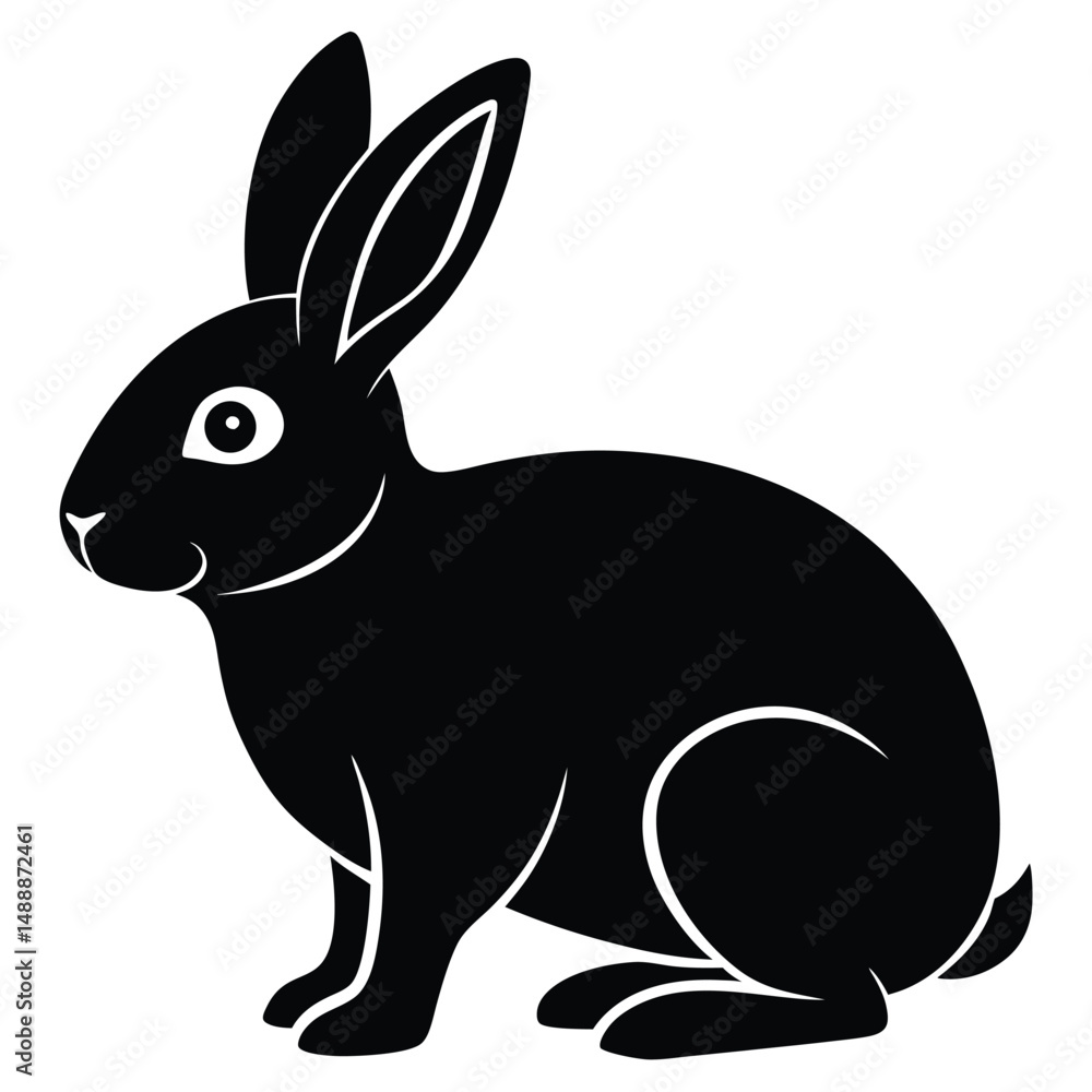 Obraz premium black rabbit vector illustration