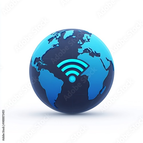 Globe with Wi-Fi Signal for Internet Services