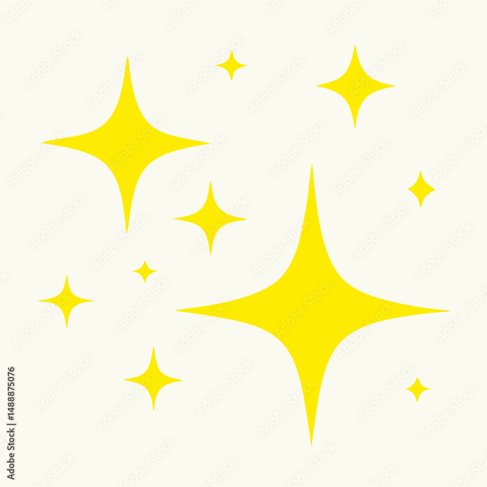 Fototapeta premium Yellow Sparkling Stars, Glitter, Shine Effect