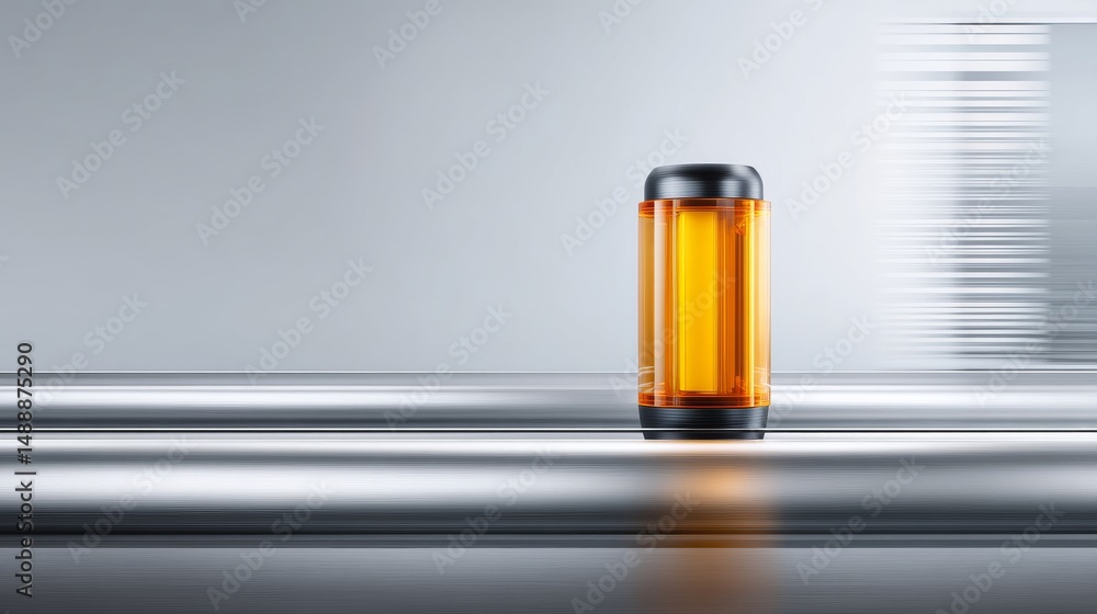 A sleek orange container on a metallic surface with a blurred background, representing innovation. A sleek orange container on a metallic surface with a blurred background, representing innovation.
