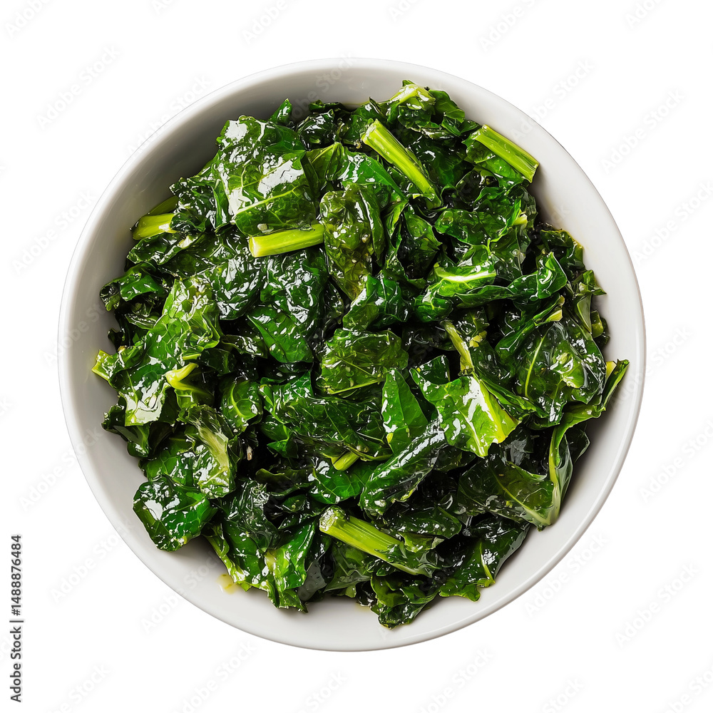 Fresh leafy greens presented in a bowl. isolated on white background and transparent background