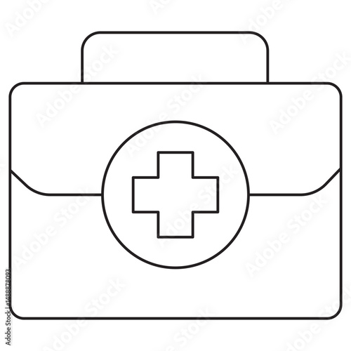 First Aid Kit icon, Compact Medical Kit for Home, Travel & Workplace Safety, Essential First Aid Kit for Emergency Preparedness, vector